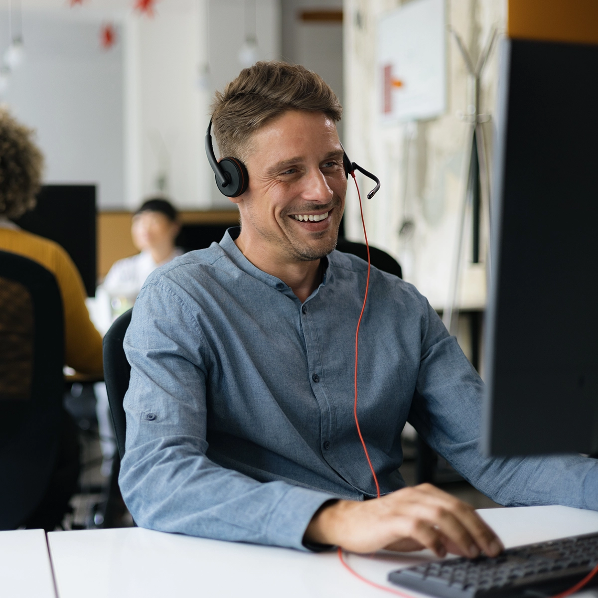 Service center worker